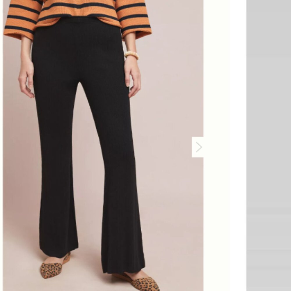 Anthropologie Gibson Flared Ribbed‎ Sweater Pants Black XL